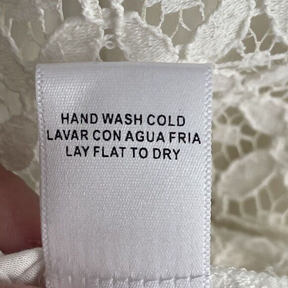 Skies Are Blue Ivory Laced Dress M Embroidered Sheer Sleeves Womens - Picture 11 of 13